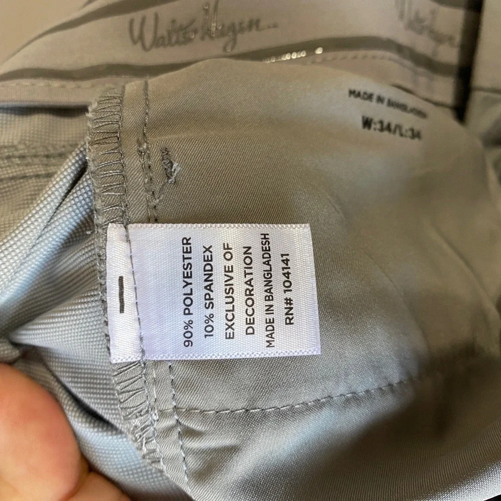 Walter Hagen Mens Perfect 11 Golf Pants Mid Grey 34x34 5-Pocket Stretch New